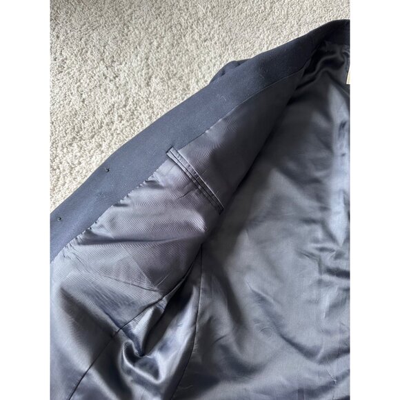 Lands End Size 8 Husky Kids Navy Blue Lined Wool Blend Blazer Jacket - Picture 9 of 11